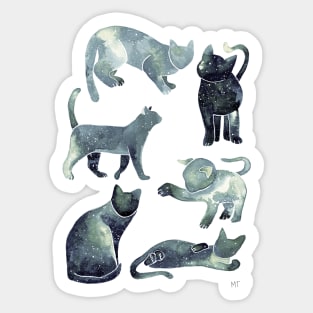 Galaxy Cats Pattern - Gray Sticker